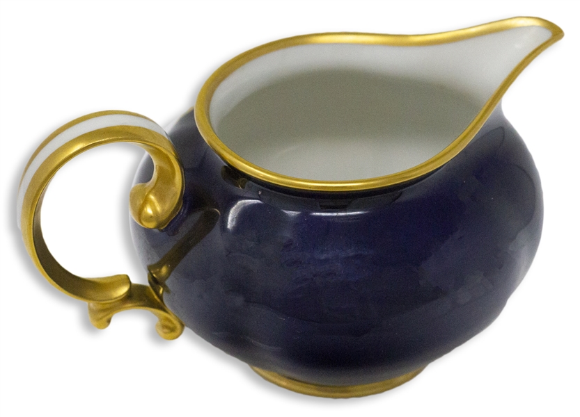 Margaret Thatcher Personally Owned China -- Creamer in a Navy Blue Floral Pattern